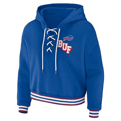 Women's WEAR by Erin Andrews Royal Buffalo Bills Lace-Up Pullover Hoodie