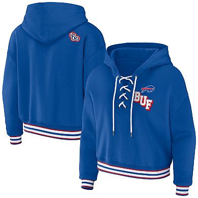Women's WEAR by Erin Andrews Royal Buffalo Bills Lace-Up Pullover Hoodie