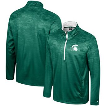 Men's Colosseum Green Michigan State Spartans The Machine Half-Zip Jacket