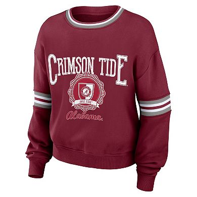 Women's WEAR by Erin Andrews Crimson Alabama Crimson Tide Vintage Pullover Sweatshirt