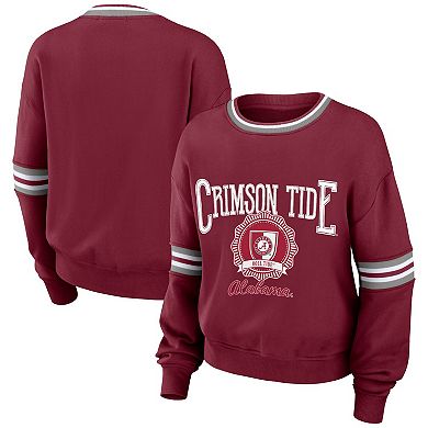 Women's WEAR by Erin Andrews Crimson Alabama Crimson Tide Vintage Pullover Sweatshirt