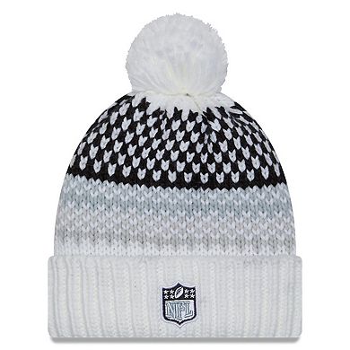 Women's New Era White Las Vegas Raiders 2023 Sideline Cuffed Knit Hat with Pom