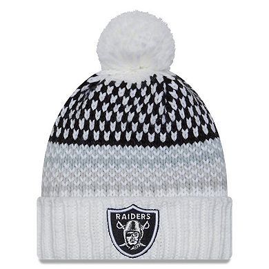 Women's New Era White Las Vegas Raiders 2023 Sideline Cuffed Knit Hat with Pom