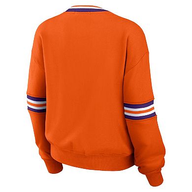 Women's WEAR by Erin Andrews Orange Clemson Tigers Vintage Pullover Sweatshirt