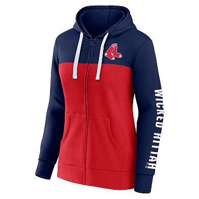 Women's Fanatics Branded Navy/Red Boston Red Sox Take The Field Colorblocked Hoodie Full-Zip Jacket