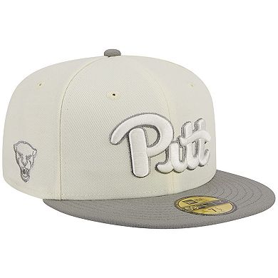Men's New Era Stone/Gray Pitt Panthers Chrome & Concrete 59FIFTY Fitted Hat