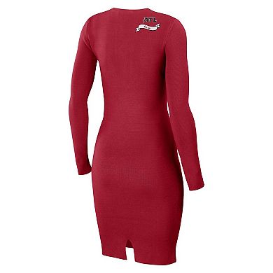 Women's WEAR by Erin Andrews Red Atlanta Falcons Lace Up Long Sleeve Dress