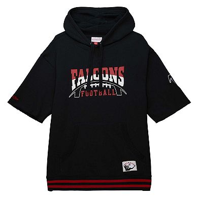 Men's Mitchell & Ness Black Atlanta Falcons Pre-Game Short Sleeve Pullover Hoodie