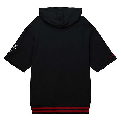 Men's Mitchell & Ness Black Atlanta Falcons Pre-Game Short Sleeve Pullover Hoodie