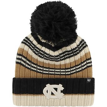 Women's '47 Khaki North Carolina Tar Heels Barista Cuffed Knit Hat with Pom