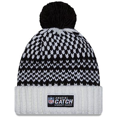 Women's New Era Black/White Pittsburgh Steelers 2023 NFL Crucial Catch Cuffed Pom Knit Hat
