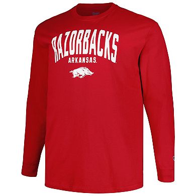 Men's Champion Cardinal Arkansas Razorbacks Big & Tall Arch Long Sleeve T-Shirt