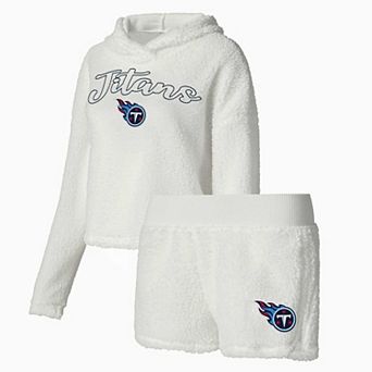 Women's Concepts Sport White Tennessee Titans Fluffy Pullover Sweatshirt & Shorts Sleep Set