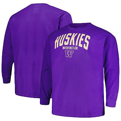 Men's Champion Purple Washington Huskies Big & Tall Arch Long Sleeve T-Shirt