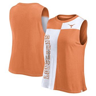 Women's Fanatics Texas Orange/White Texas Longhorns Colorblock High Neck Tank Top