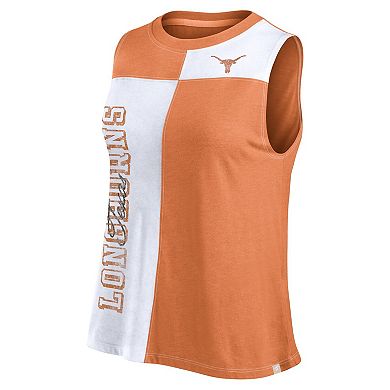 Women's Fanatics Texas Orange/White Texas Longhorns Colorblock High Neck Tank Top