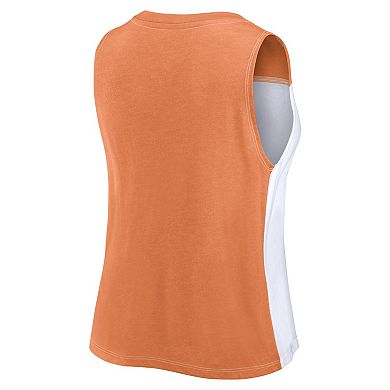 Women's Fanatics Texas Orange/White Texas Longhorns Colorblock High Neck Tank Top