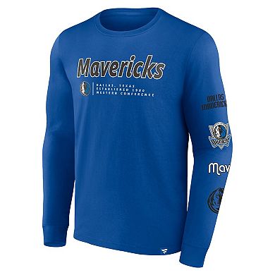 Men's Fanatics Branded Blue Dallas Mavericks Baseline Long Sleeve T-Shirt