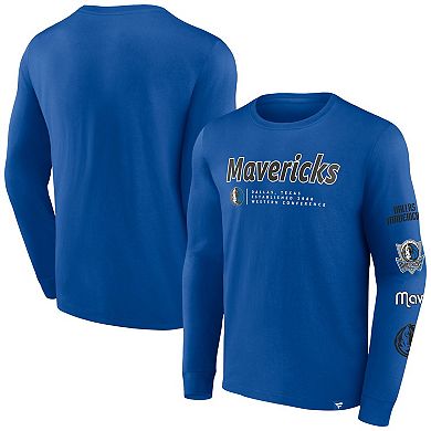 Men's Fanatics Branded Blue Dallas Mavericks Baseline Long Sleeve T-Shirt