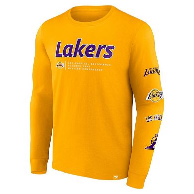 Men's Fanatics Branded Gold Los Angeles Lakers Baseline Long Sleeve T-Shirt