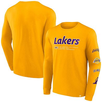 Men's Fanatics Branded Gold Los Angeles Lakers Baseline Long Sleeve T-Shirt