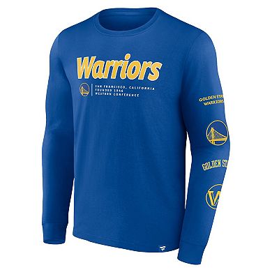 Men's Fanatics Branded Royal Golden State Warriors Baseline Long Sleeve T-Shirt