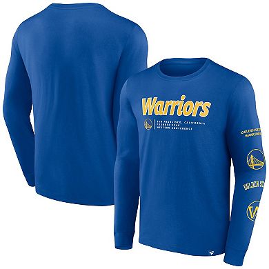 Men's Fanatics Branded Royal Golden State Warriors Baseline Long Sleeve T-Shirt