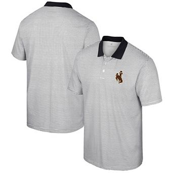 Men's Colosseum White Wyoming Cowboys Print Stripe Polo
