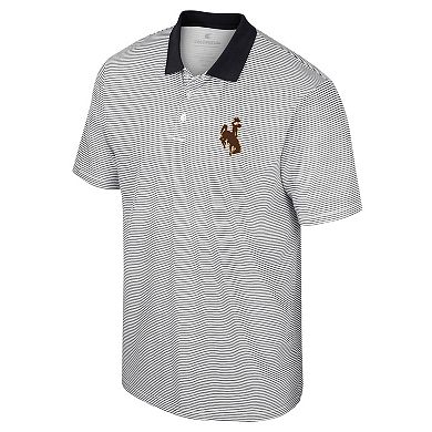 Men's Colosseum White Wyoming Cowboys Print Stripe Polo