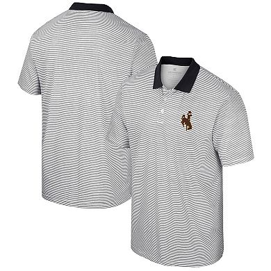 Men's Colosseum White Wyoming Cowboys Print Stripe Polo