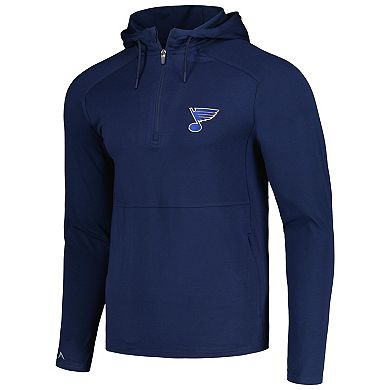 Men's Antigua Heather Navy St. Louis Blues Spikes Raglan Quarter-Zip Hoodie