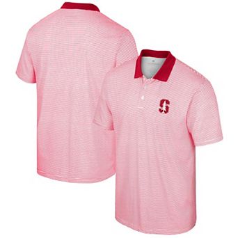 Men's Colosseum White Stanford Cardinal Print Stripe Polo