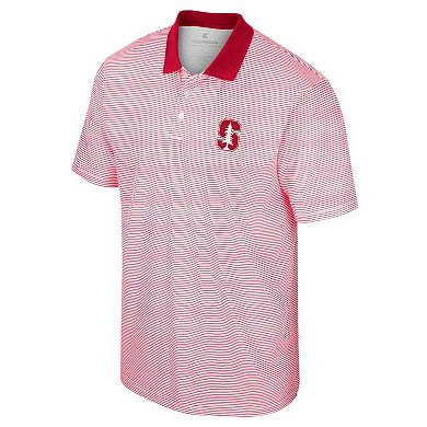 Men's Colosseum White Stanford Cardinal Print Stripe Polo