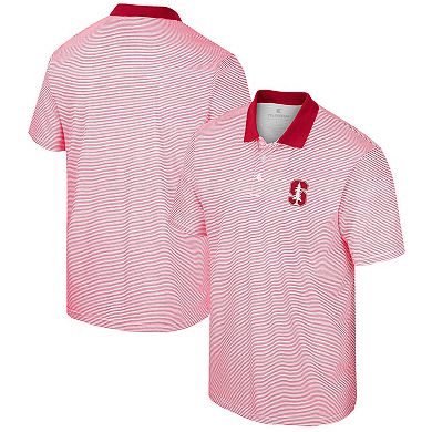 Men's Colosseum White Stanford Cardinal Print Stripe Polo