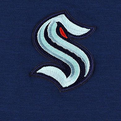 Men's Antigua Heather Navy Seattle Kraken Spikes Raglan Quarter-Zip Hoodie