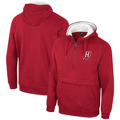 Men s Colosseum Crimson Harvard Crimson Team Half Zip Pullover Hoodie