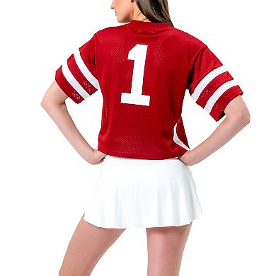 Women's Established & Co. Crimson Alabama Crimson Tide Fashion Boxy Cropped Football Jersey