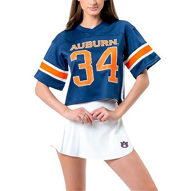 Women's Established & Co. Navy Auburn Tigers Fashion Boxy Cropped Football Jersey