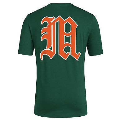 Men's adidas Green Miami Hurricanes Reverse Retro Baseball 2 Hit T-Shirt