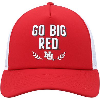 Men's adidas Scarlet Nebraska Huskers Phrase Foam Front Trucker Adjustable Hat