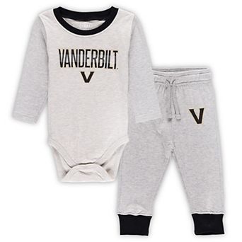 Infant Wes & Willy Heather Gray Vanderbilt Commodores Two-Piece Jie JieÂ Long Sleeve Bodysuit & Pants Set