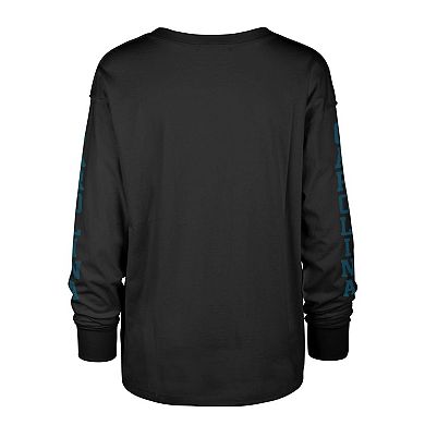 Women's '47 Black Carolina Panthers Tom Cat Lightweight Long Sleeve T-Shirt