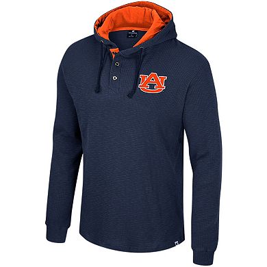 Men's Colosseum Navy Auburn Tigers Affirmative Thermal Hoodie Long Sleeve T-Shirt