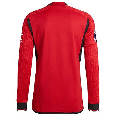 Men's adidas  Red Manchester United 2023/24 Home Authentic Long Sleeve Jersey