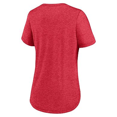 Women's Nike Heather Red Los Angeles Angels Knockout Team Stack Tri-Blend T-Shirt