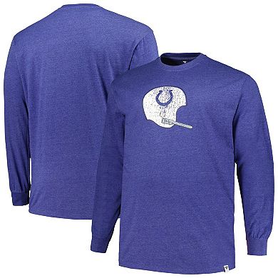Men's Profile  Heather Royal Indianapolis Colts Big & Tall Throwback Long Sleeve T-Shirt