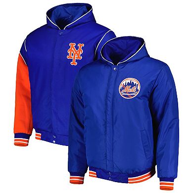 Men's JH Design Royal New York Mets Reversible Fleece Full-Snap Hoodie Jacket