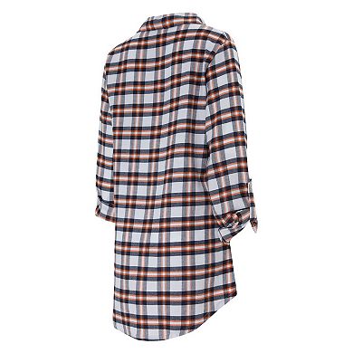 Women's Concepts Sport Aqua Miami Dolphins Sienna Plaid Full-Button Long Sleeve Nightshirt