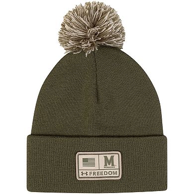 Men's Under Armour Green Maryland Terrapins Freedom Collection Cuffed Knit Hat with Pom