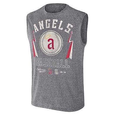 Men's Darius Rucker Collection by Fanatics Charcoal Los Angeles Angels Relaxed-Fit Muscle Tank Top